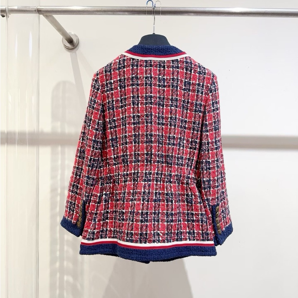 ❌sold❌Authentic Gucci Red and Blue Tweed Jacket - Picture 2 of 6